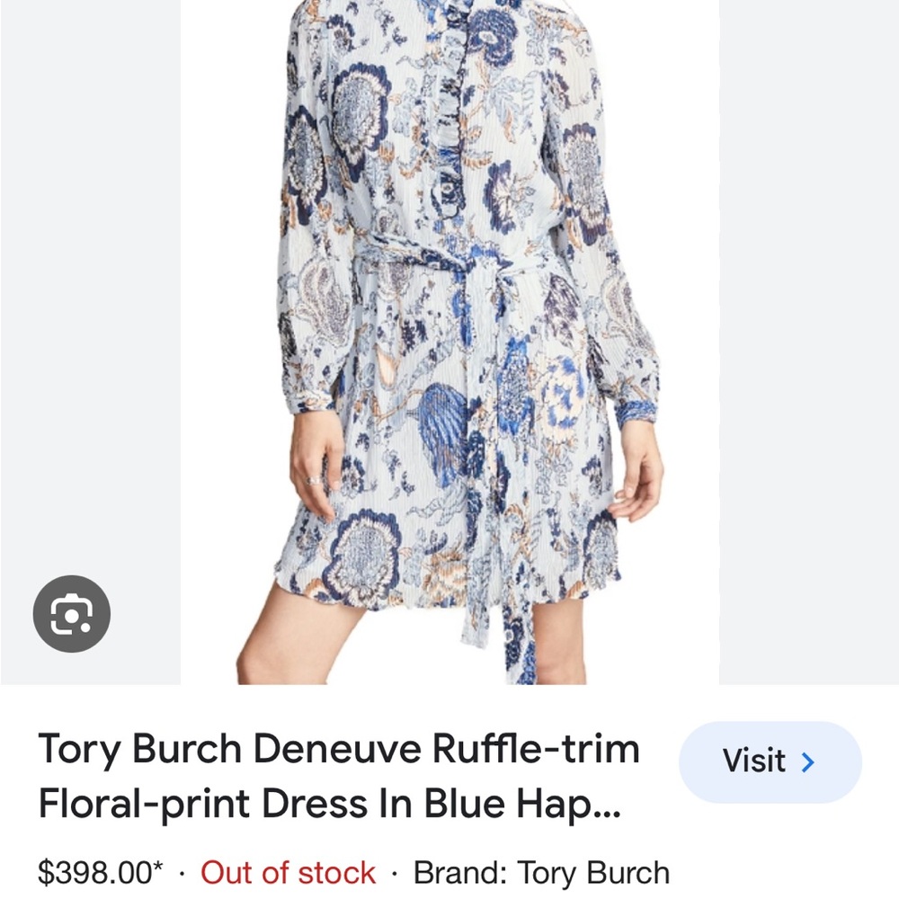 Tory Burch Blue and White Paisley Tie-Waist Mini Dress - Picture 5 of 12